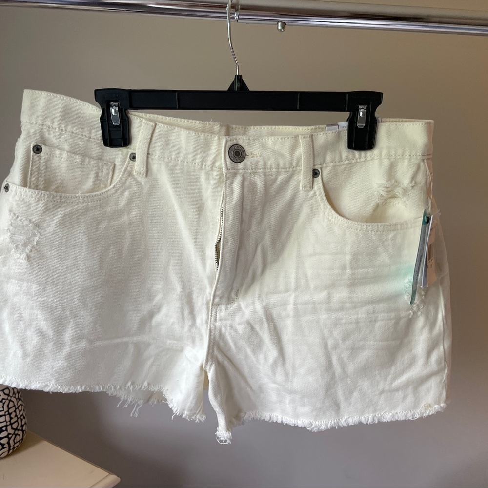 Women's Cream Denim Shorts